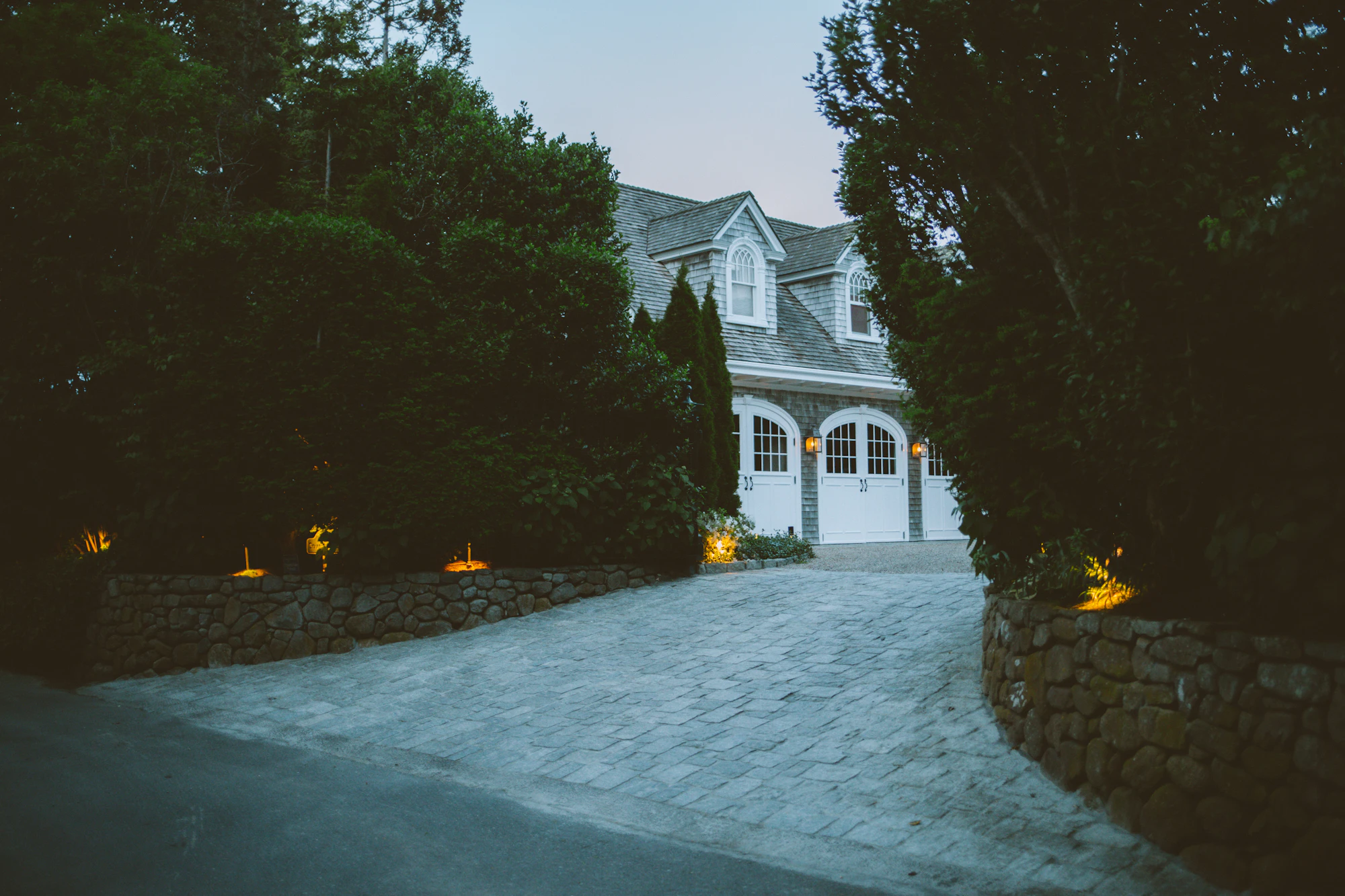 New England home at dusk